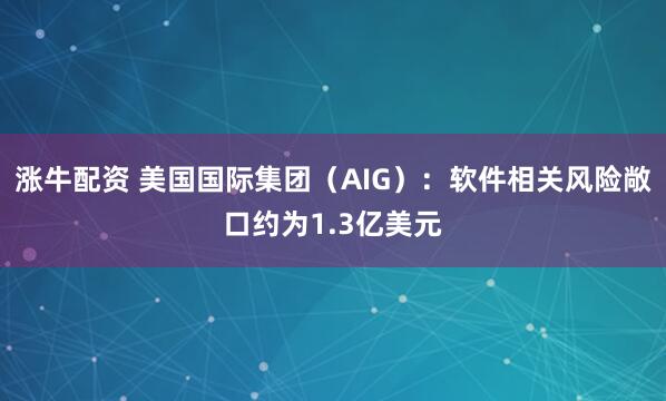 涨牛配资 美国国际集团（AIG）：软件相关风险敞口约为1.3亿美元